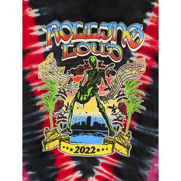 Lg Rolling Loud 2022‎ Tie Dye Graphic T-Shirt Music Festival Concert Tee Cotton - Picture 2 of 6